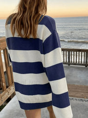 Striped Crew Neck Knit Sweater Sweaters