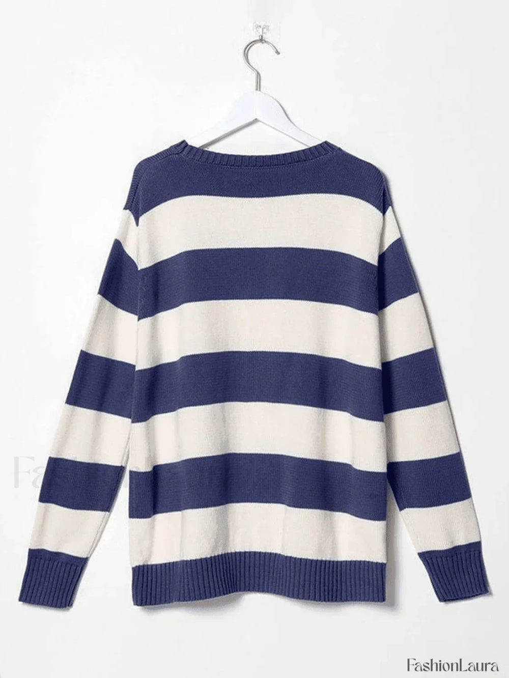 Striped Crew Neck Knit Sweater Sweaters