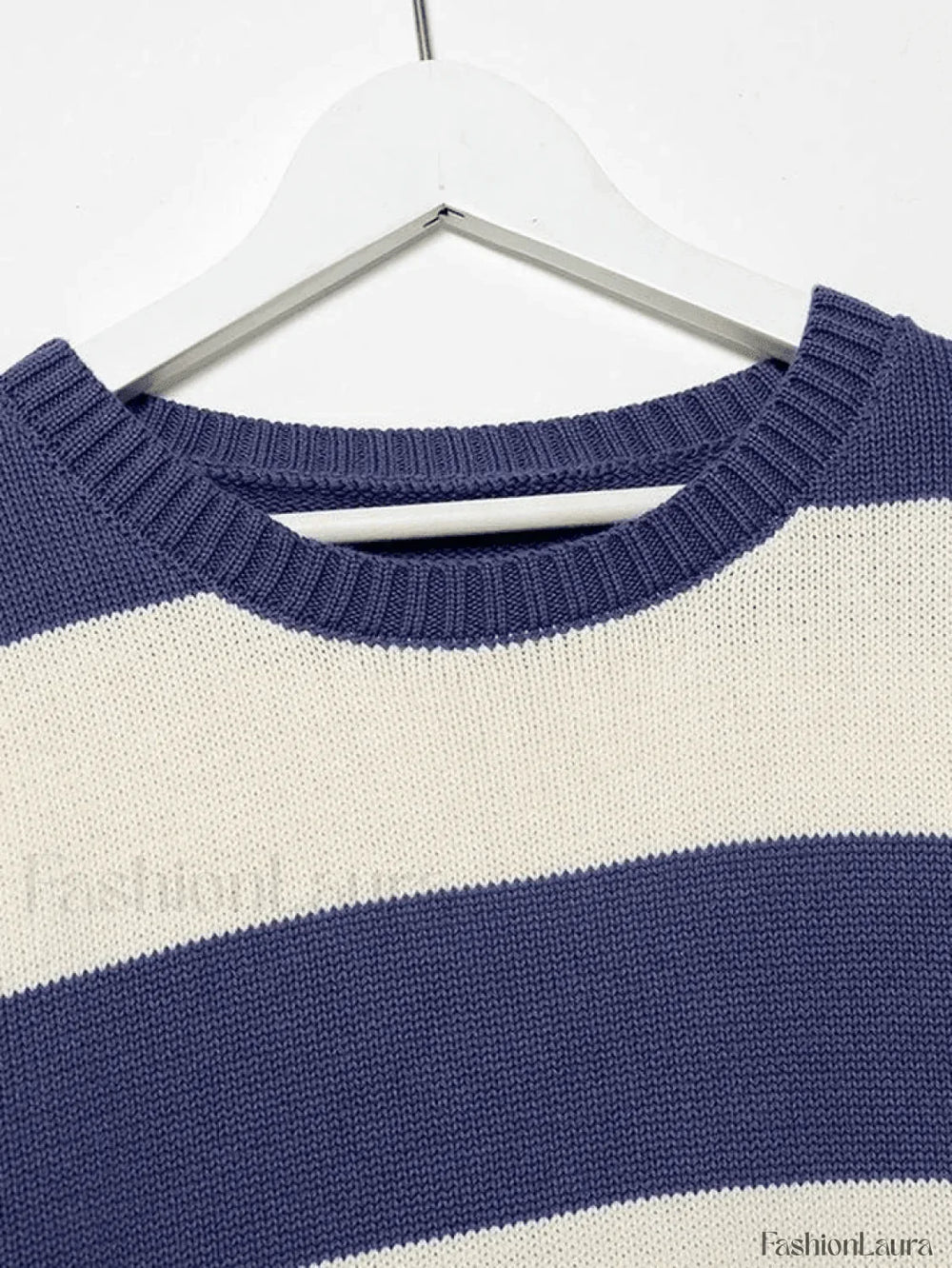 Striped Crew Neck Knit Sweater Sweaters