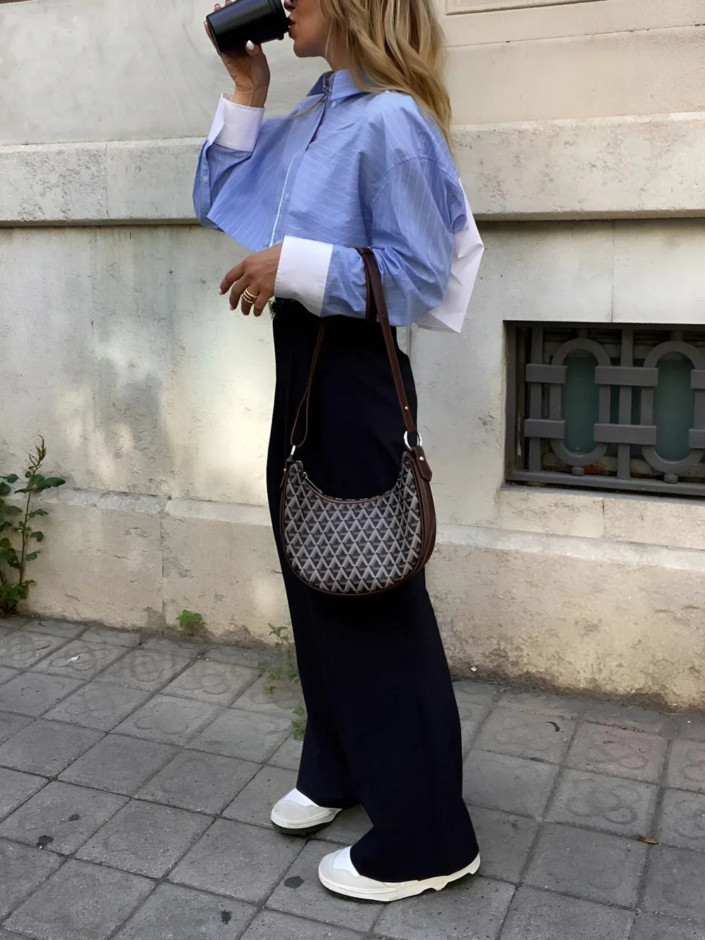 Striped Cropped Graceful Patchwork Shirt Shirts