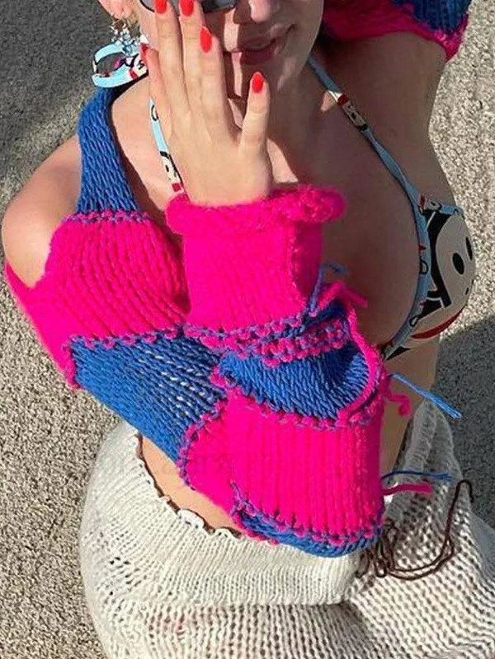 Striped Long Sleeve Bolero Knit Top Tops&Tees