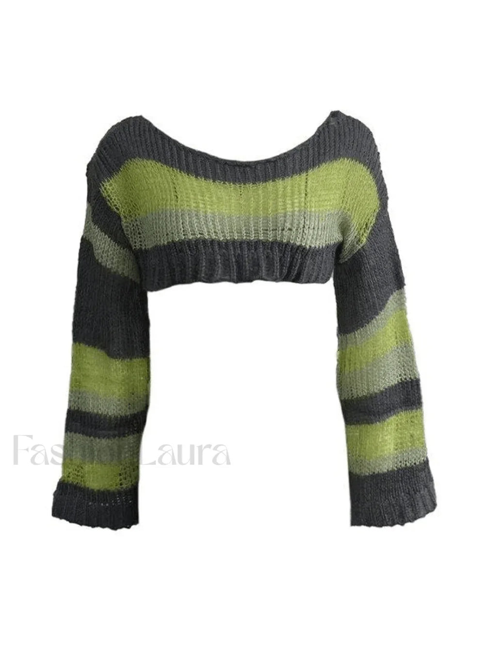 Striped Long Sleeve Bolero Sweater Top Sweaters