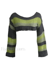 Striped Long Sleeve Bolero Sweater Top Sweaters