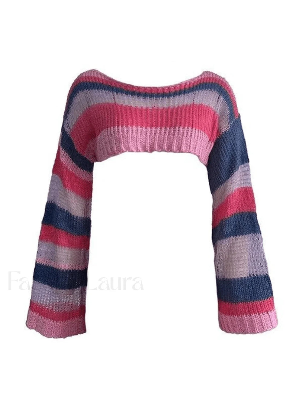 Striped Long Sleeve Bolero Sweater Top Sweaters