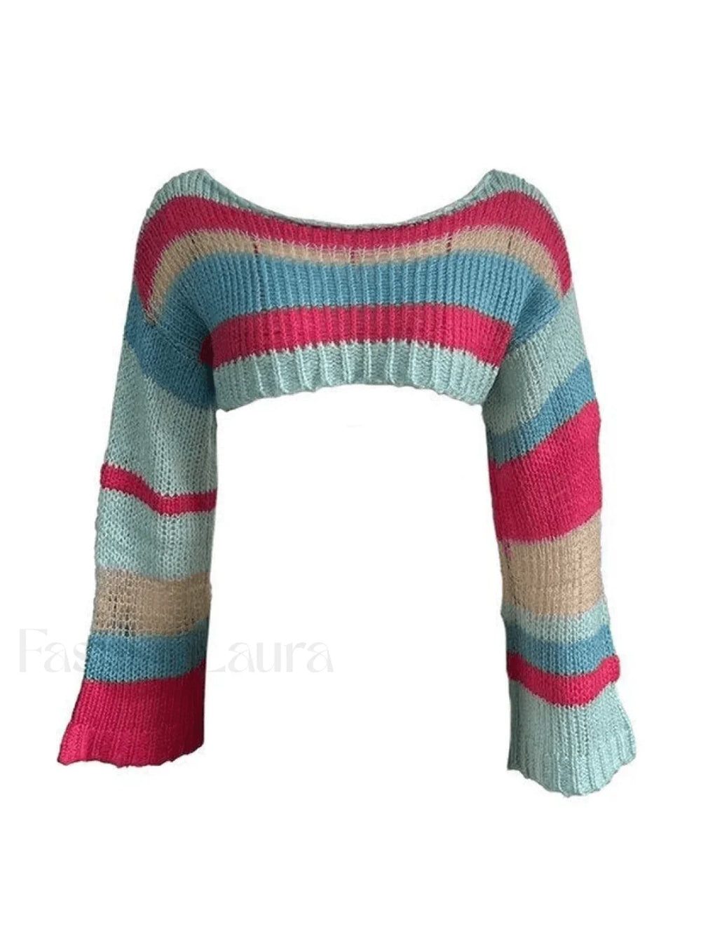 Striped Long Sleeve Bolero Sweater Top Sweaters