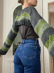 Striped Long Sleeve Bolero Sweater Top Sweaters