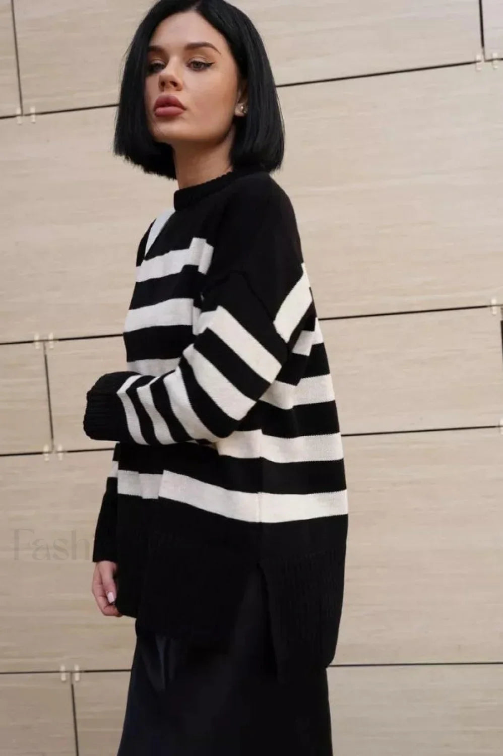 Striped Loose Knit Pullover Sweater