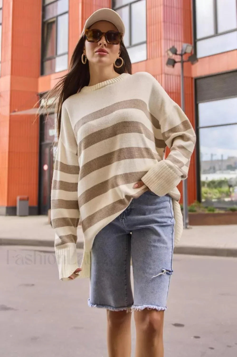 Striped Loose Knit Pullover Sweater