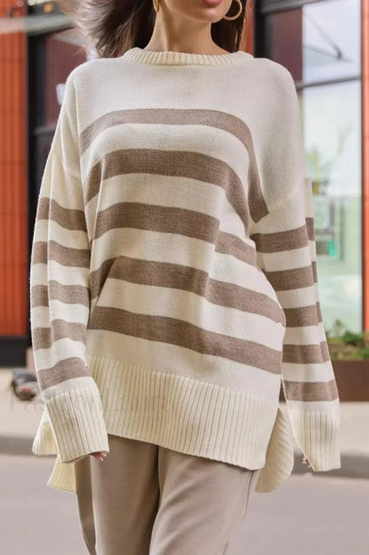 Striped Loose Knit Pullover Sweater
