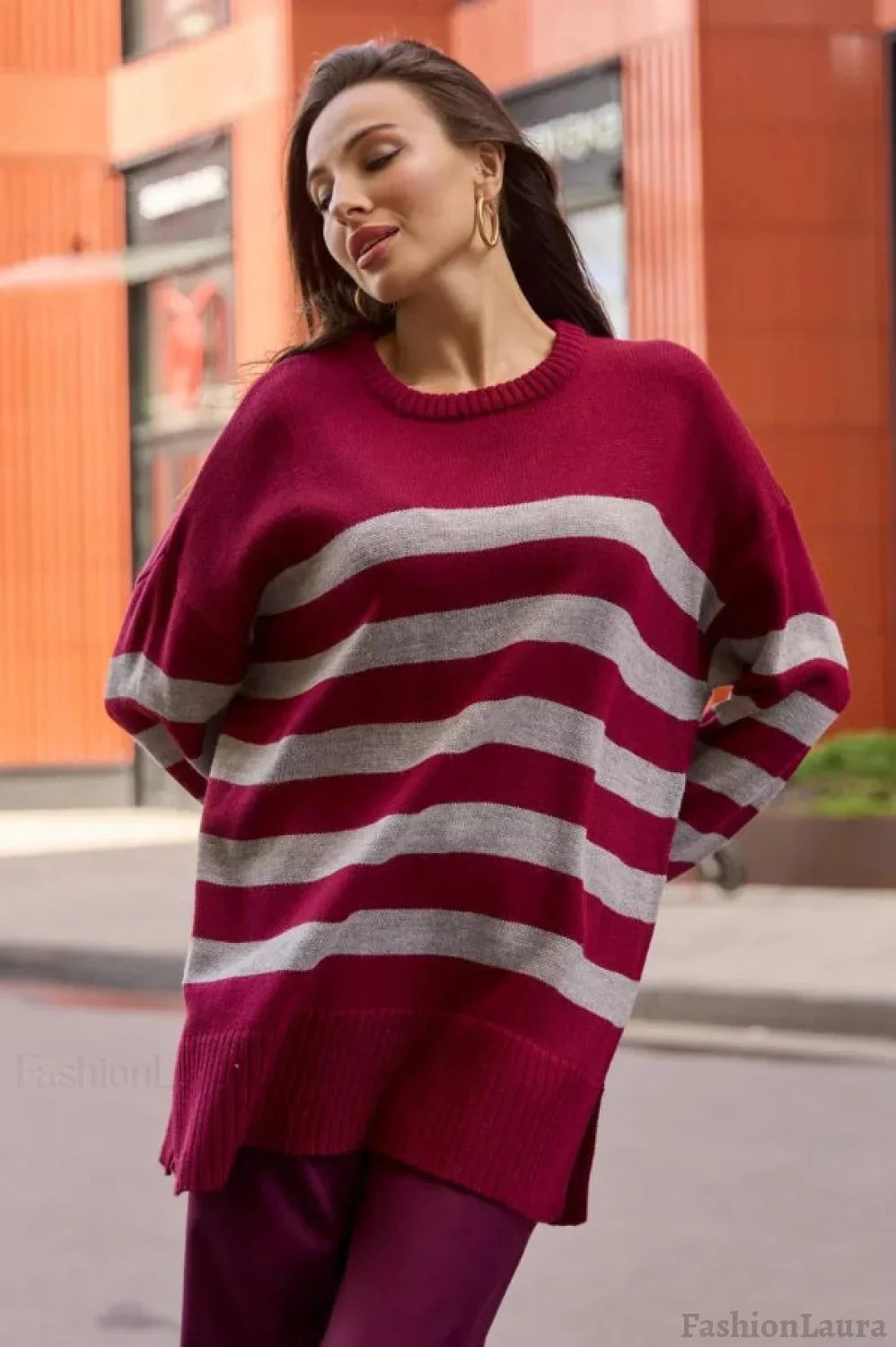 Striped Loose Knit Pullover Sweater