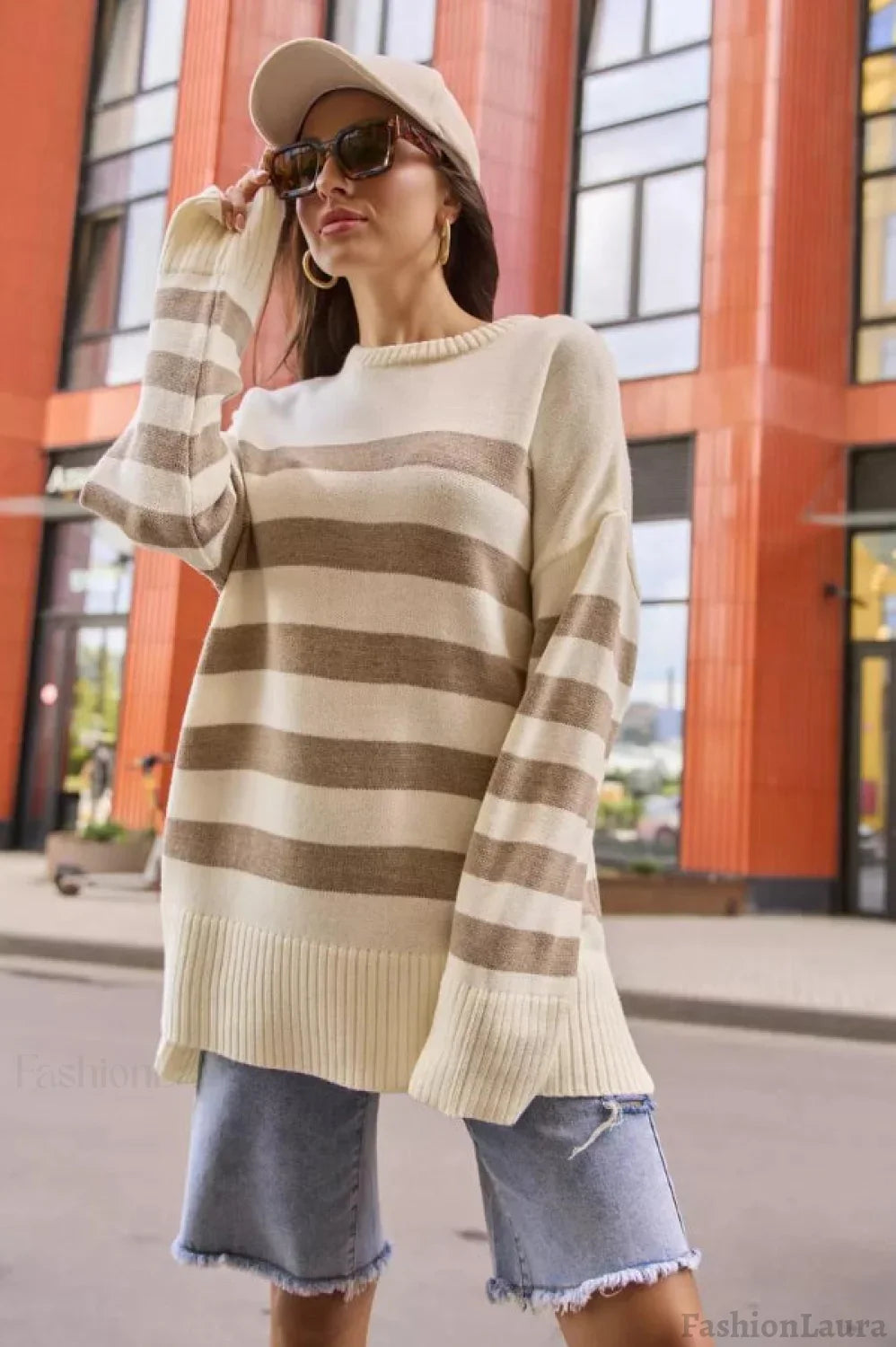 Striped Loose Knit Pullover Sweater