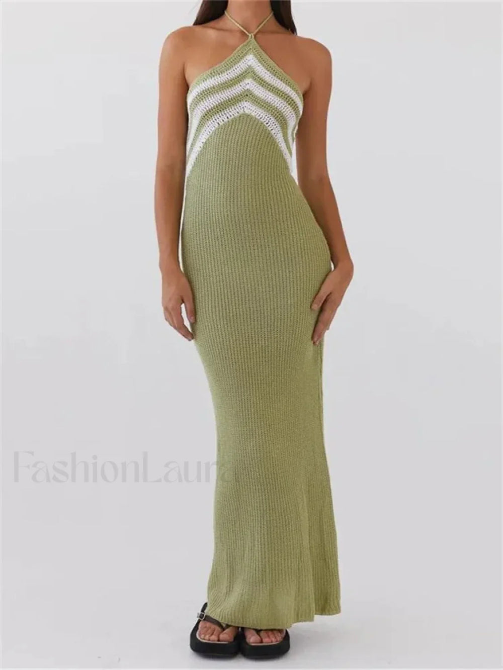 Striped Off Shoulder Patchwork Maxi Dress