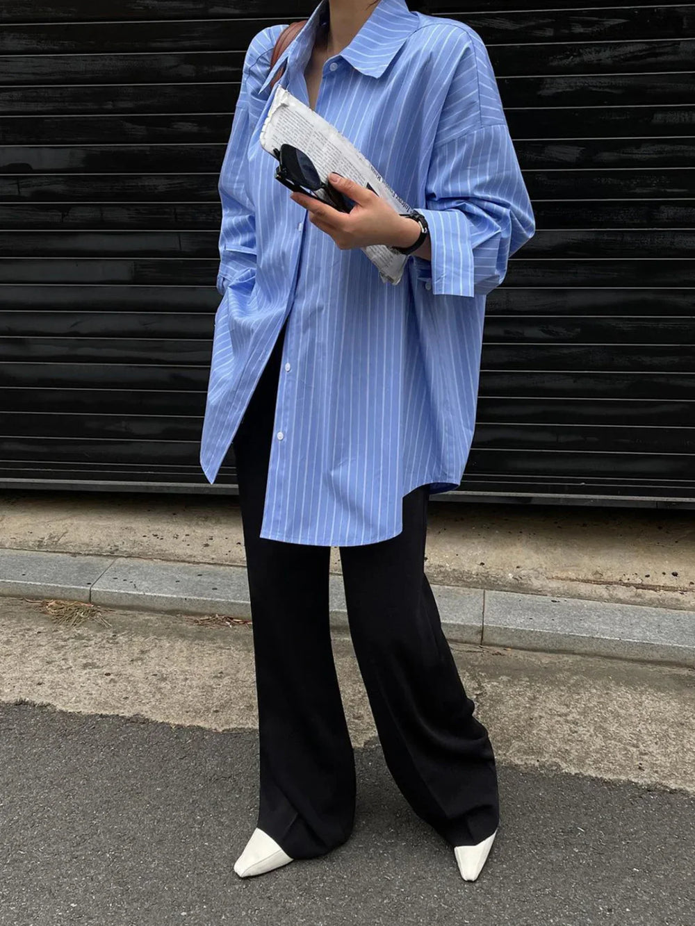 Striped Print Graceful Button Front Shirt Shirts