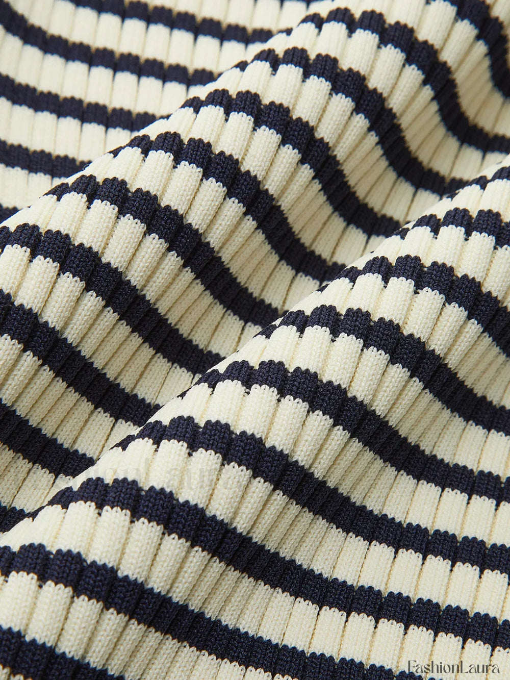 Striped Ruffle Sleeve Knit Top Knit Tops