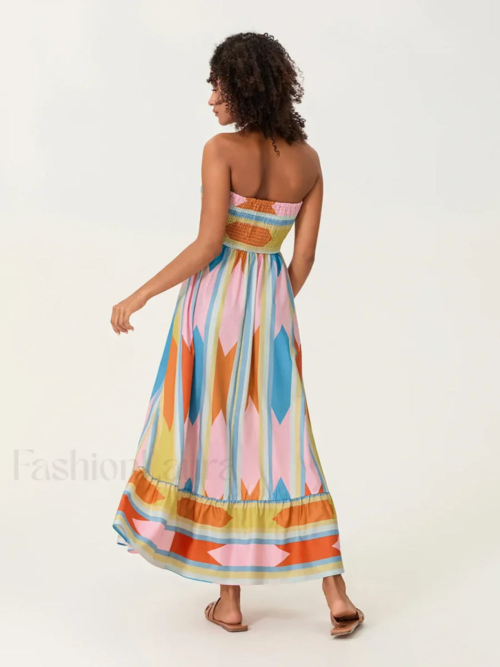 Striped Tube Top Boho Dress