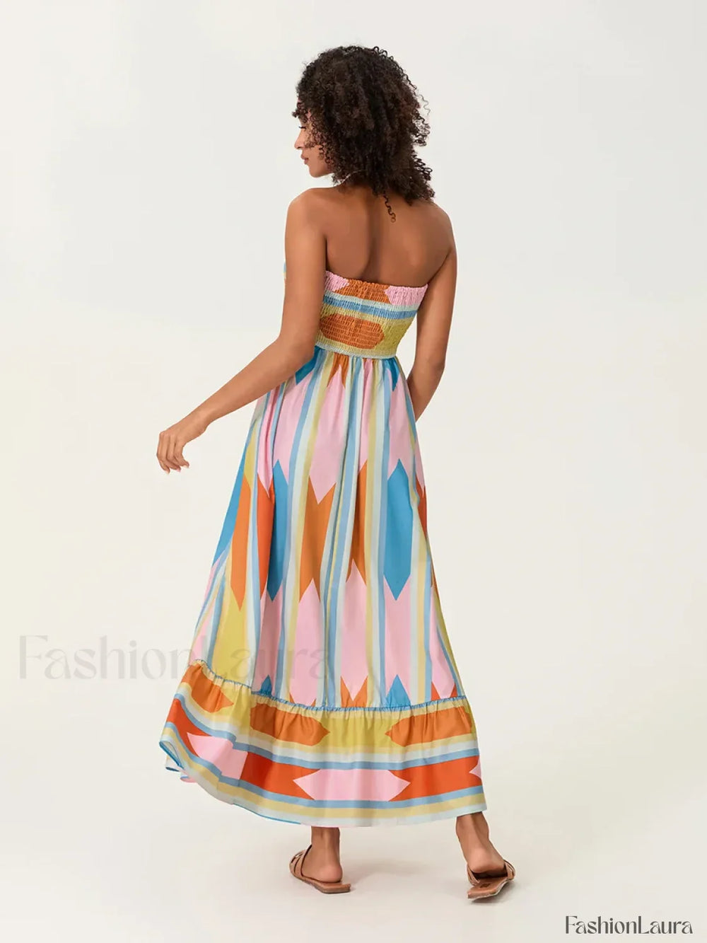 Striped Tube Top Boho Dress