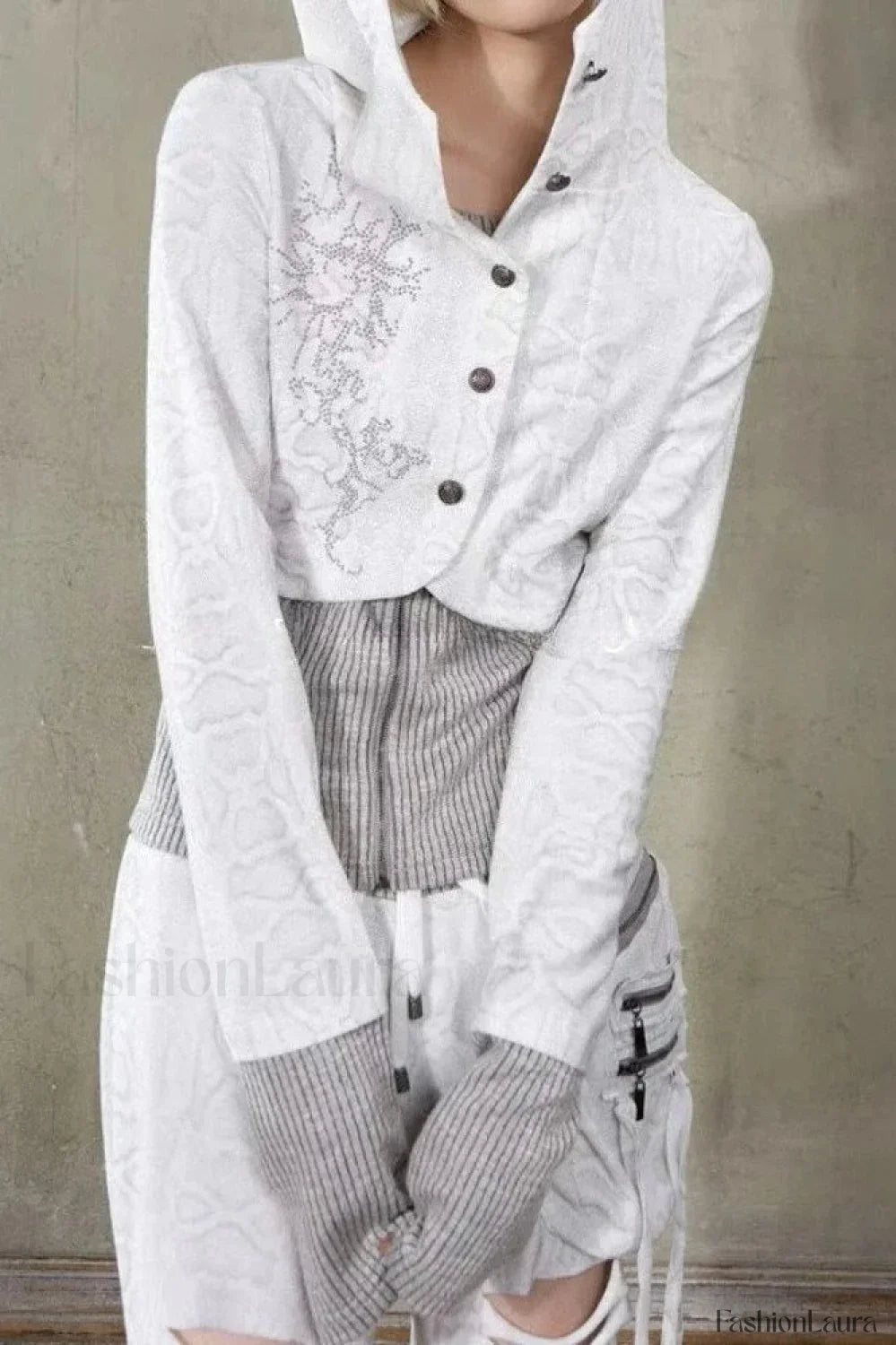 Subculture Embroidered Hooded Hoodie White / S