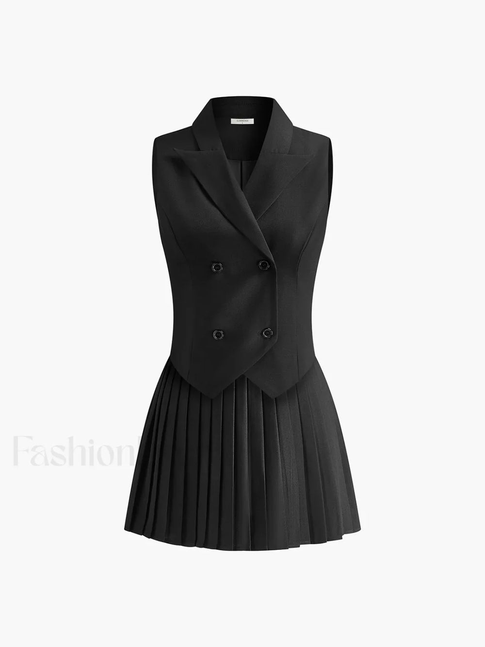 Suit Waistcoat With Pleated Mini Skirt Set Skirt Sets