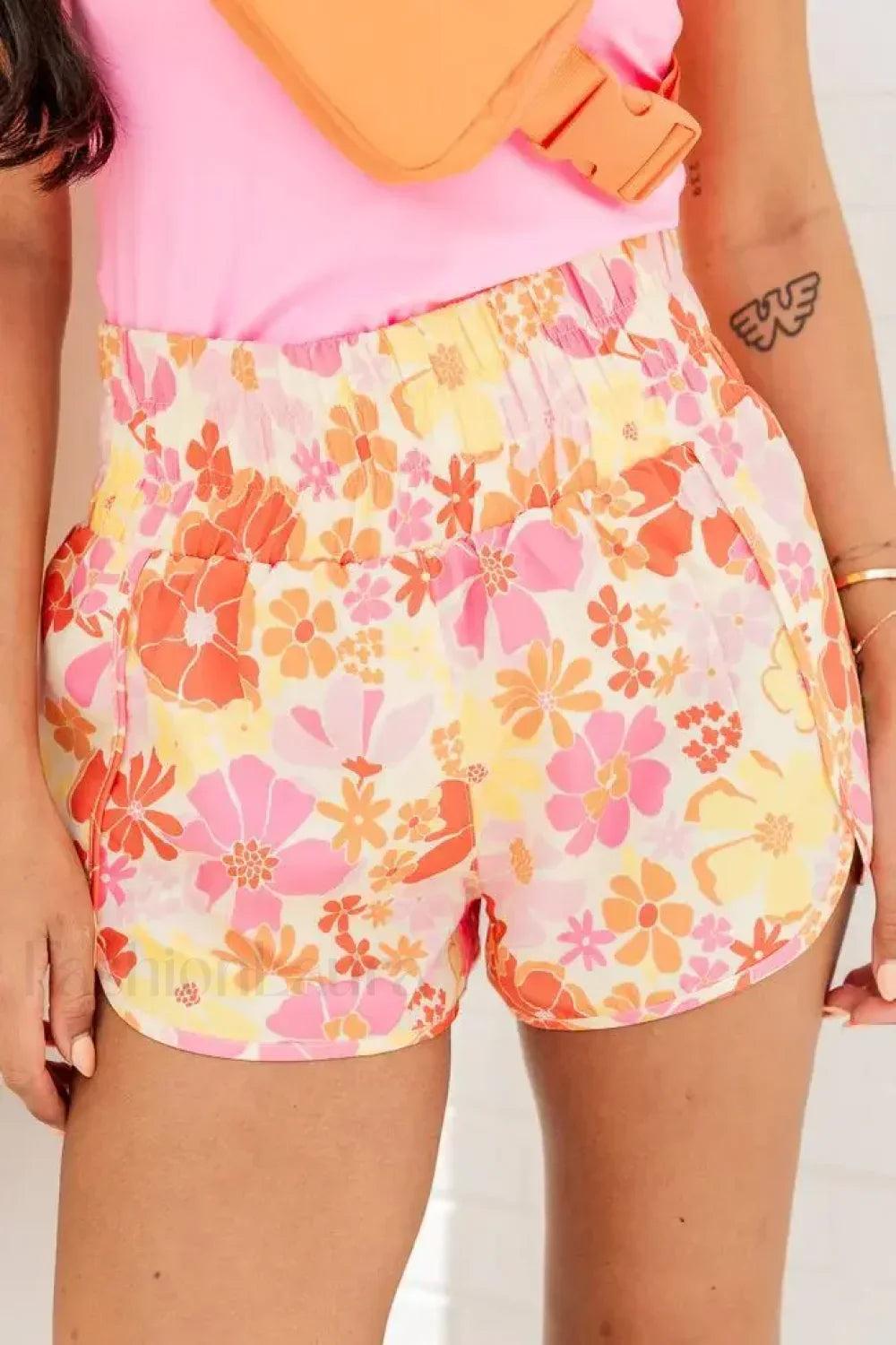 Summer Beach Plaid High Waist Gym Short Floral Shorts 3 / S