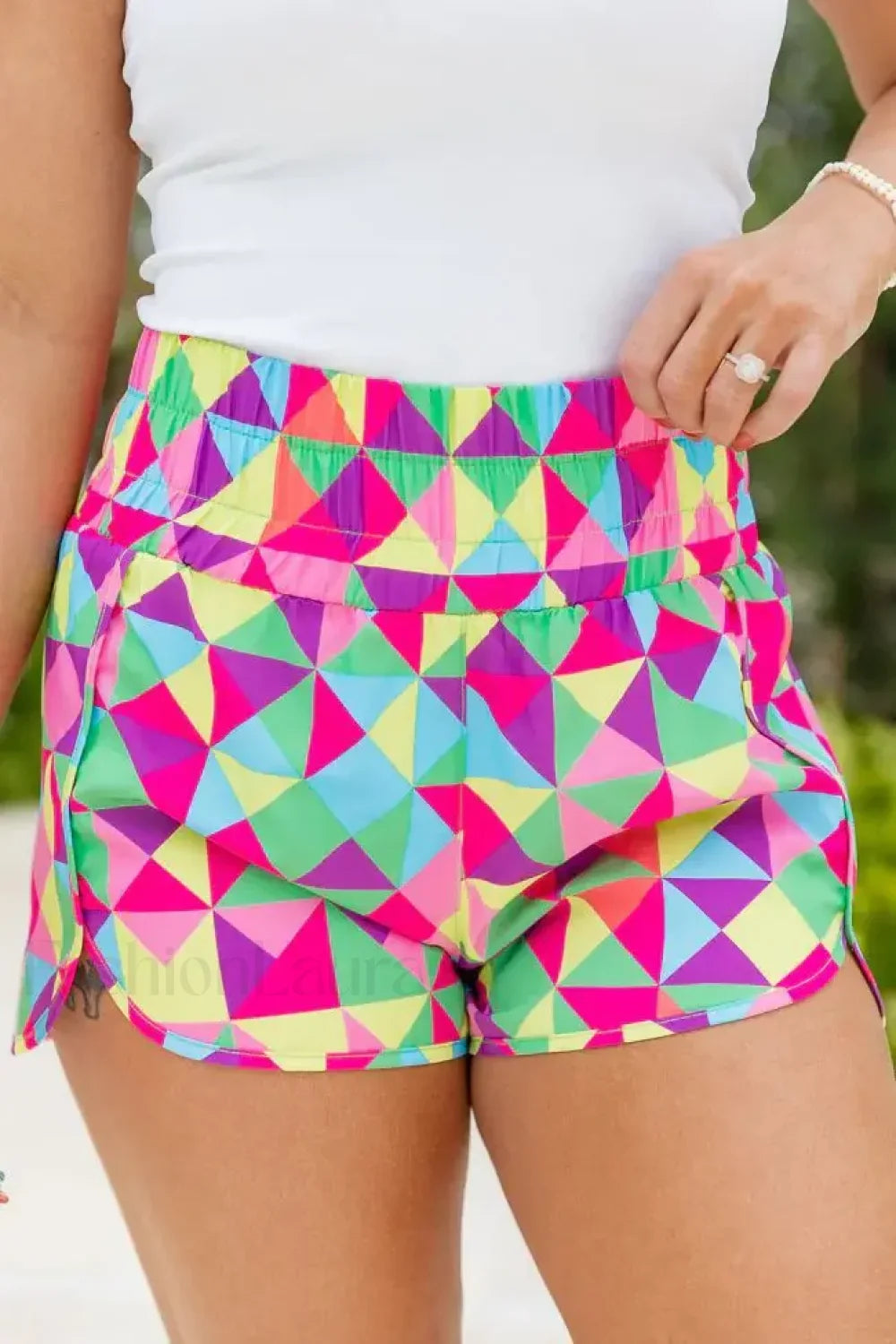 Summer Beach Plaid High Waist Gym Short Floral Shorts 5 / S