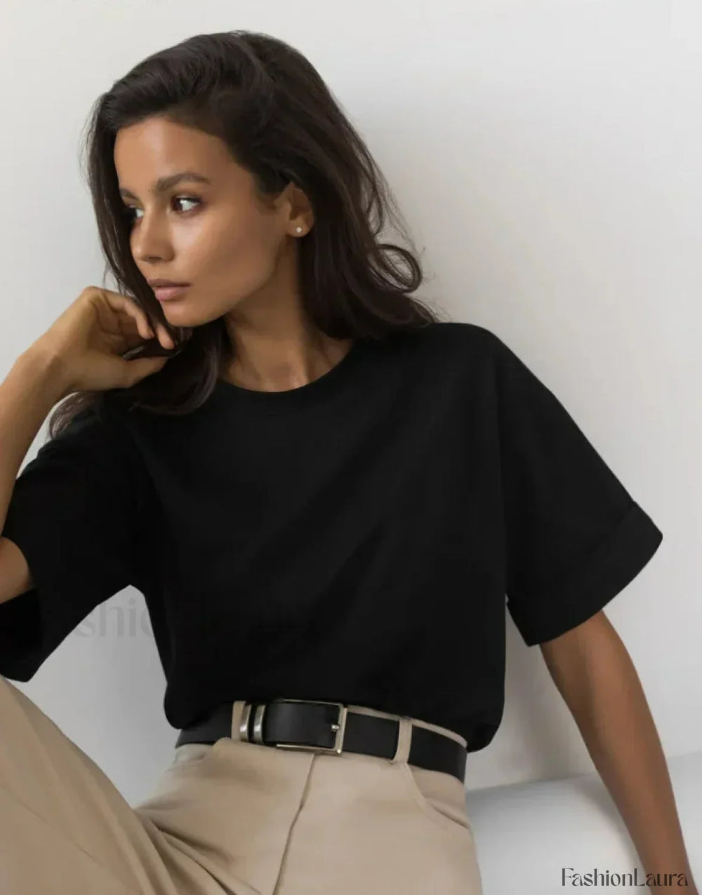 Summer Cotton Basic Solid T Shirt Black / S