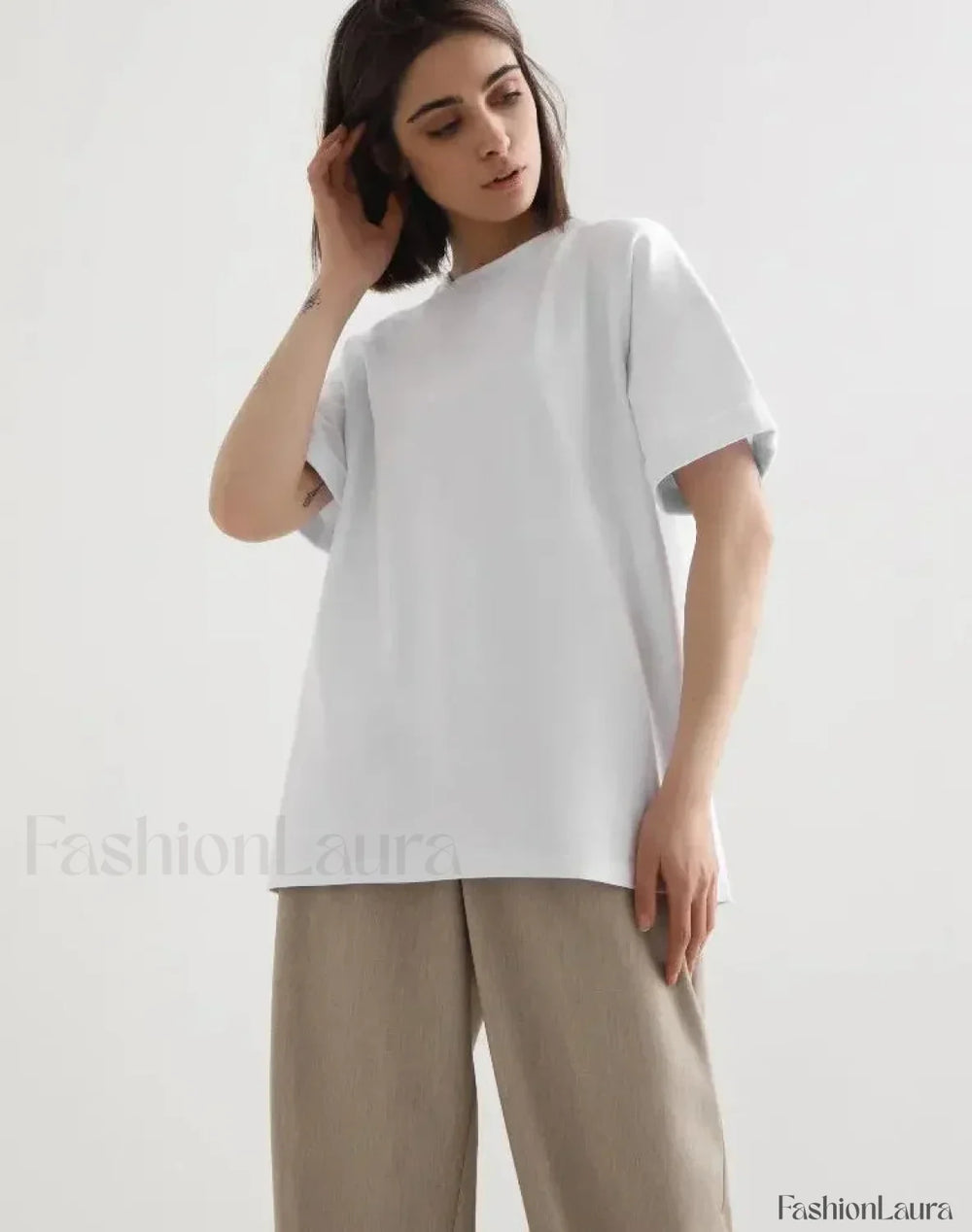 Summer Cotton Basic Solid T Shirt WHITE / S
