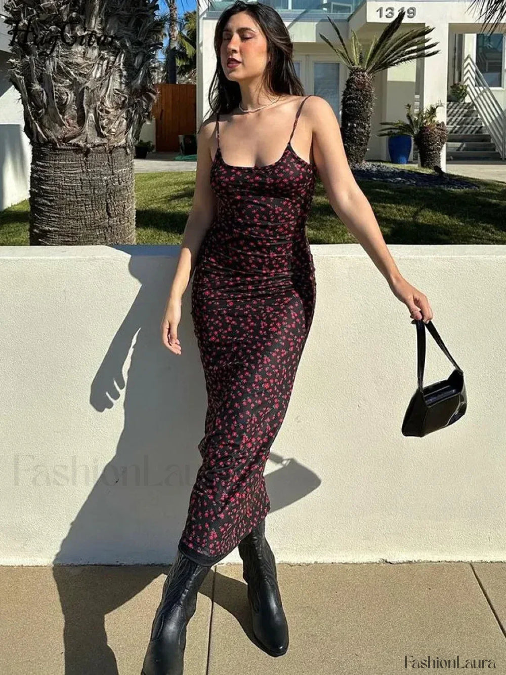 Summer Floral Print Backless Floral Dress