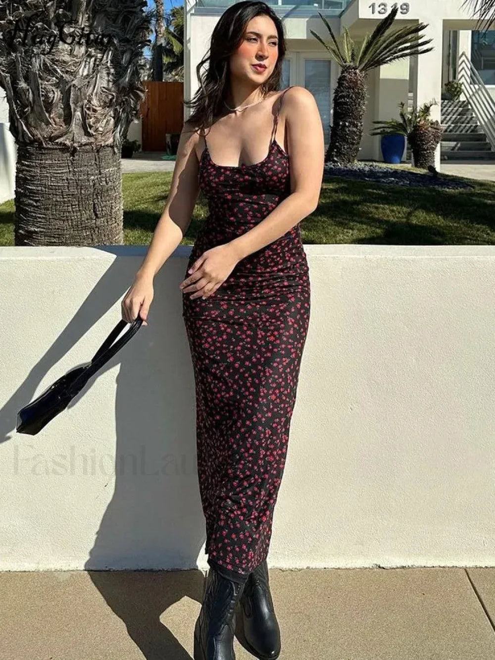 Summer Floral Print Backless Floral Dress