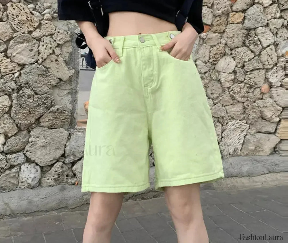 Summer High Waist Five Point Denim Short