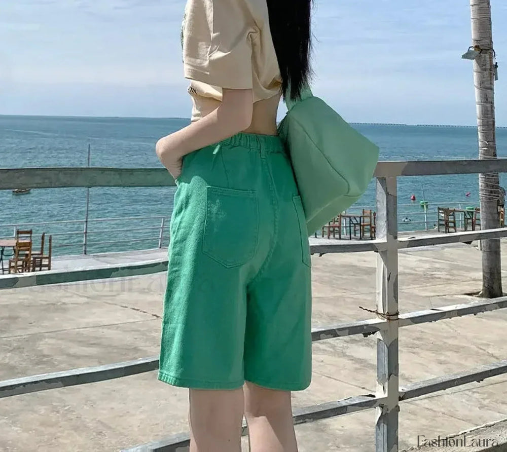 Summer High Waist Five Point Denim Short