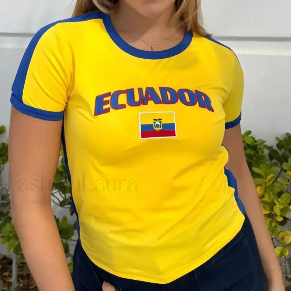 Summer Letter Embroidery Grunge Fairy T Shirt Yellow / S