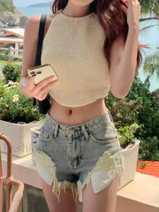 Summer Y2K Low Waist Sexy Denim Exposed Pocket Hot Pants Shorts