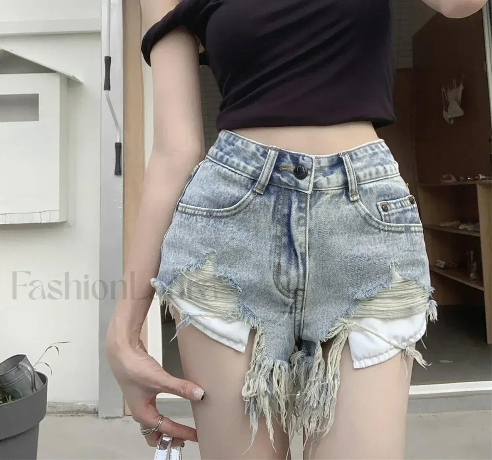 Summer Y2K Low Waist Sexy Denim Exposed Pocket Hot Pants Shorts