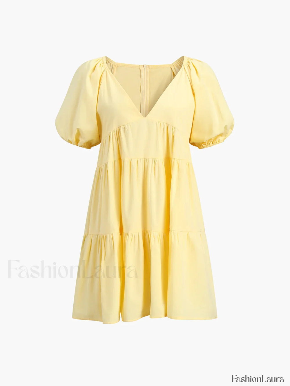 Sunshine Zippered Plunge Trendy Skater Short Dress Dresses