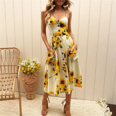 Suspenders Tiered Floral Dress
