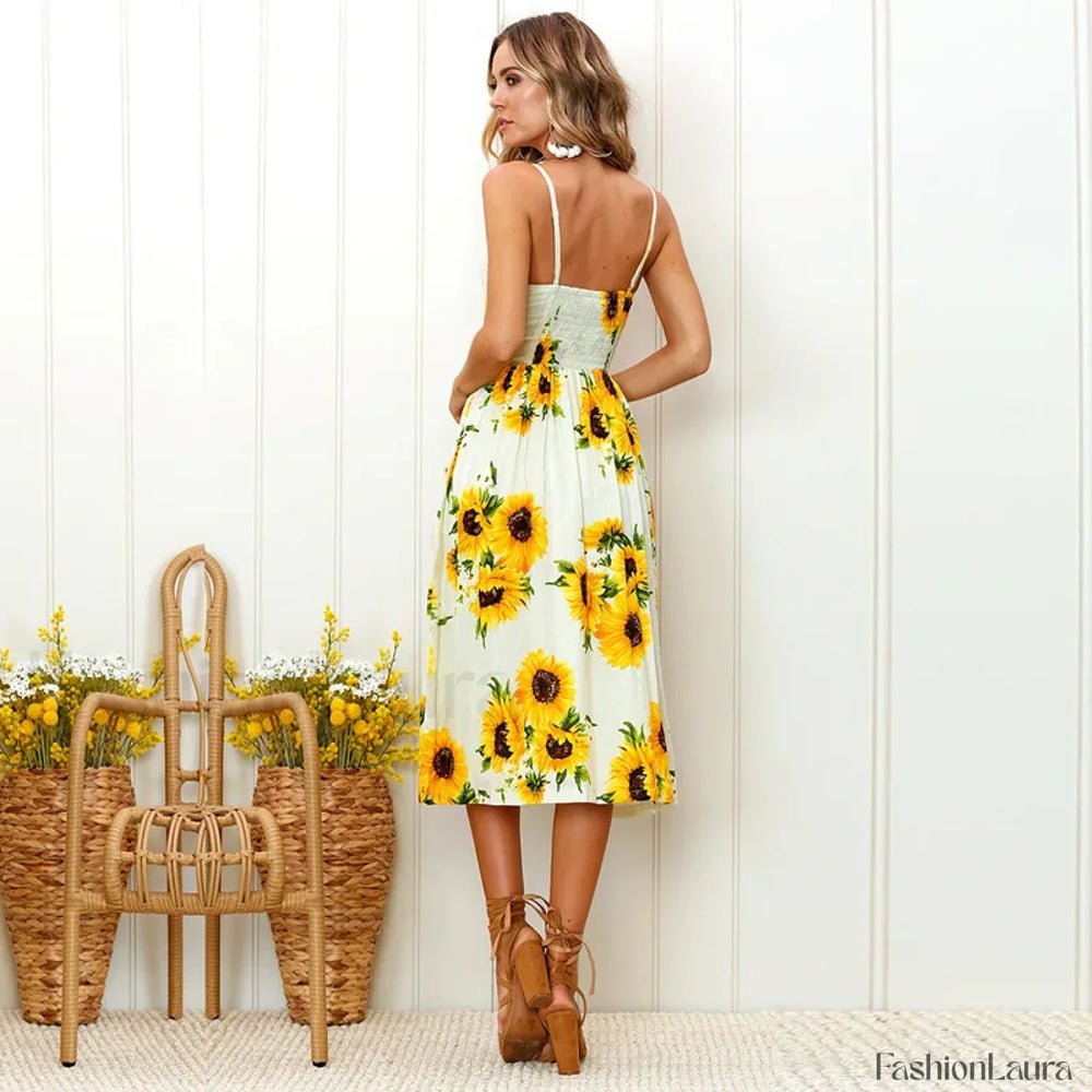 Suspenders Tiered Floral Dress