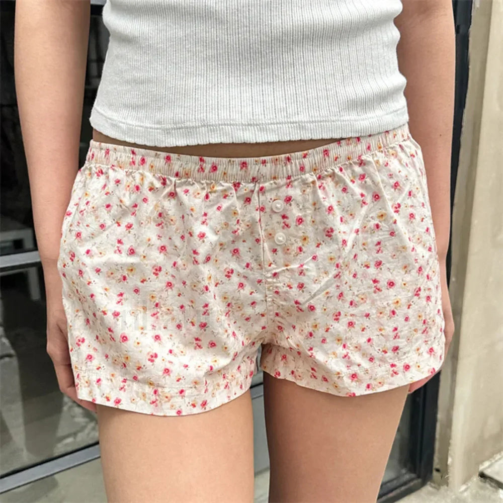 Sweet Casual Kawaii Plaid Boyshorts Lounge Aesthetic Short pink / S