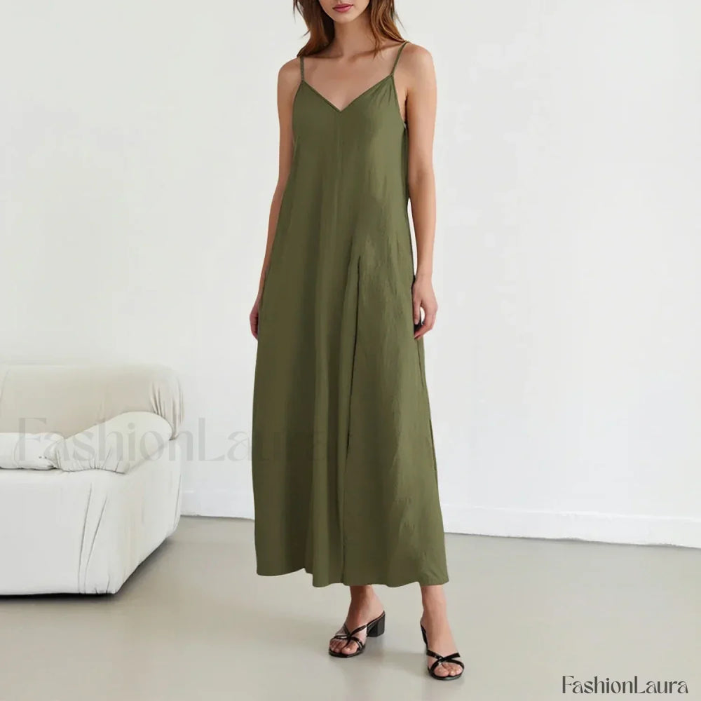 Sweetheart Backless Midi Dress Seaweed Green / S