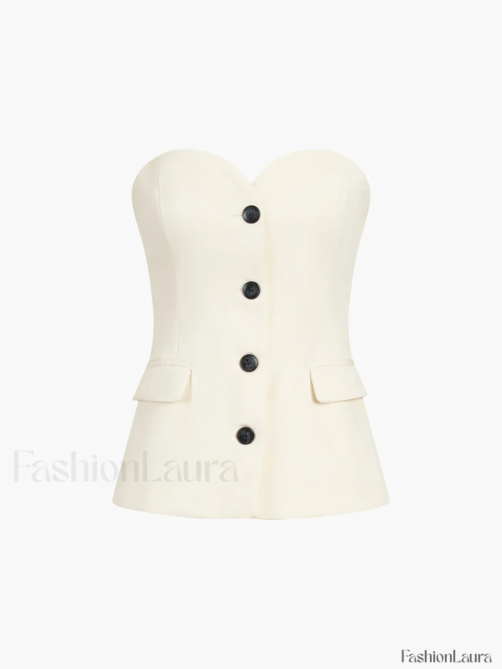 Sweetheart Button Up Tube Top Tank Tops & Camis