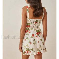 Sweetheart Ruffle Hem Floral Dress