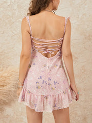 Sweetheart Ruffled Mini Floral Dress