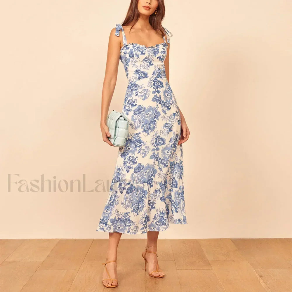 Sweetheart Tie Strap Floral Dress color 4 / S