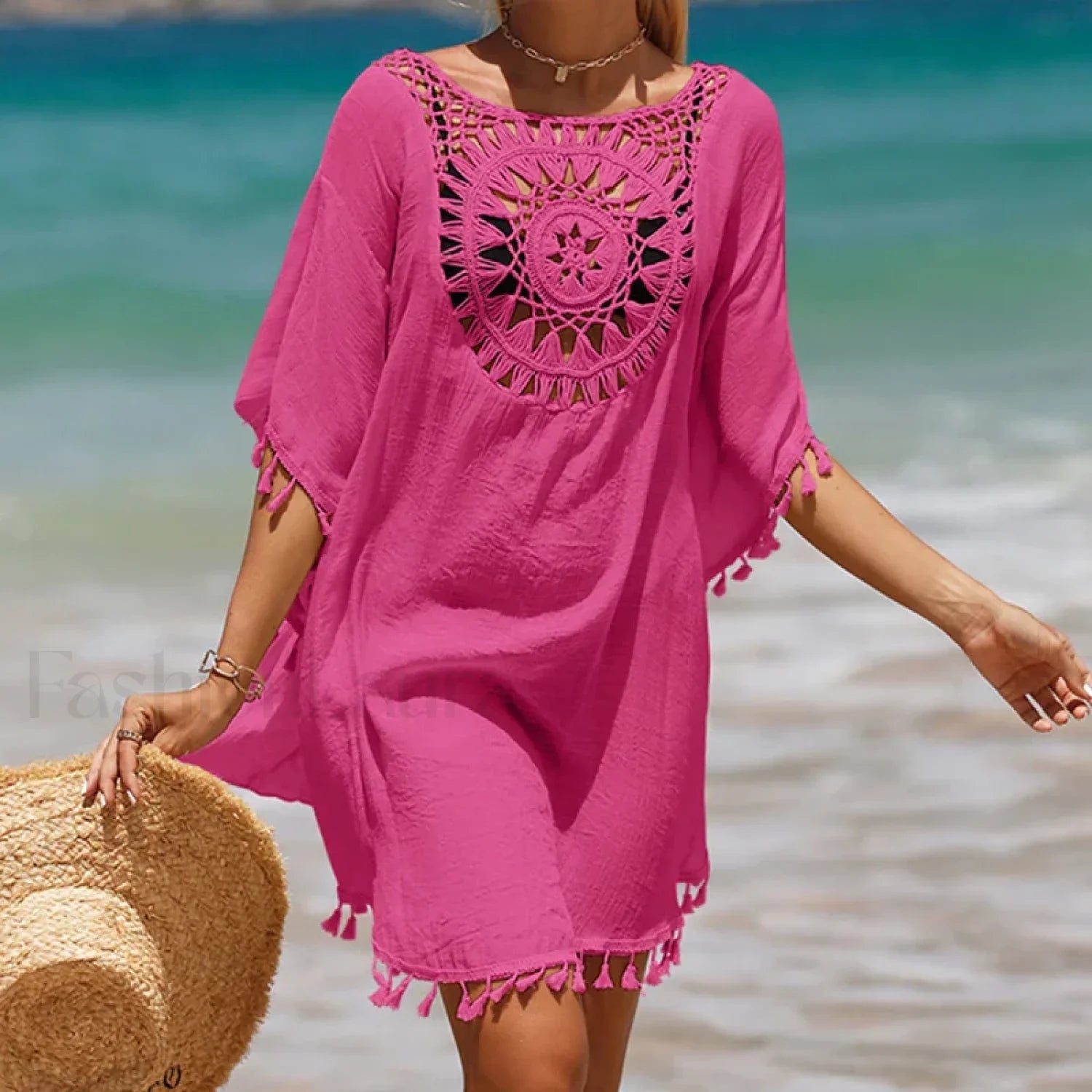 Tassel Crochet Holiday Short Cover Up