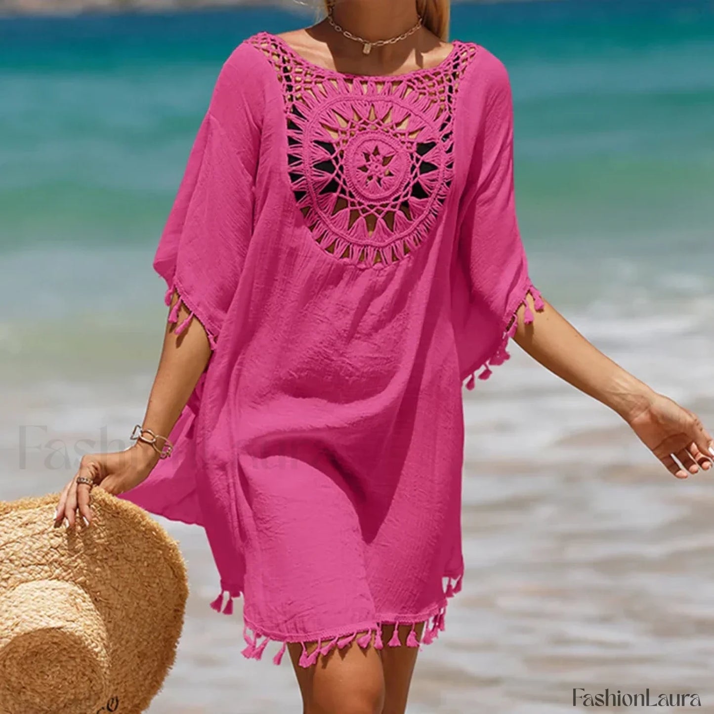 Tassel Crochet Holiday Short Cover Up
