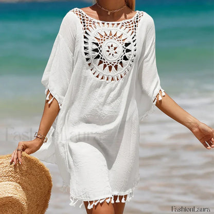 Tassel Crochet Holiday Short Cover Up
