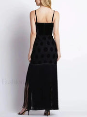 Tassel Strap Backless Maxi Dress