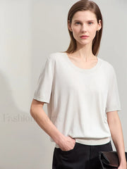 Tencel Embroidery T Shirt Gray / S
