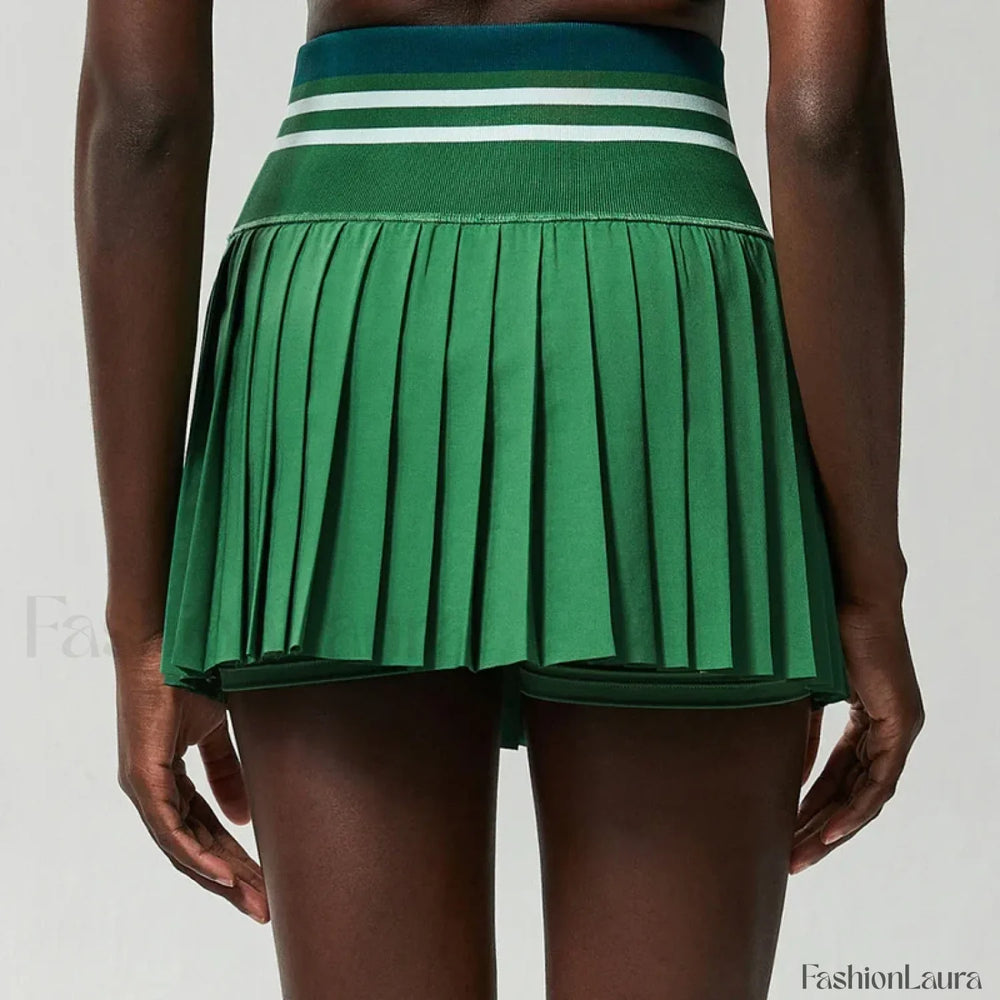 Tennis Pleated Sporty Pocket Skirt Dark green / S
