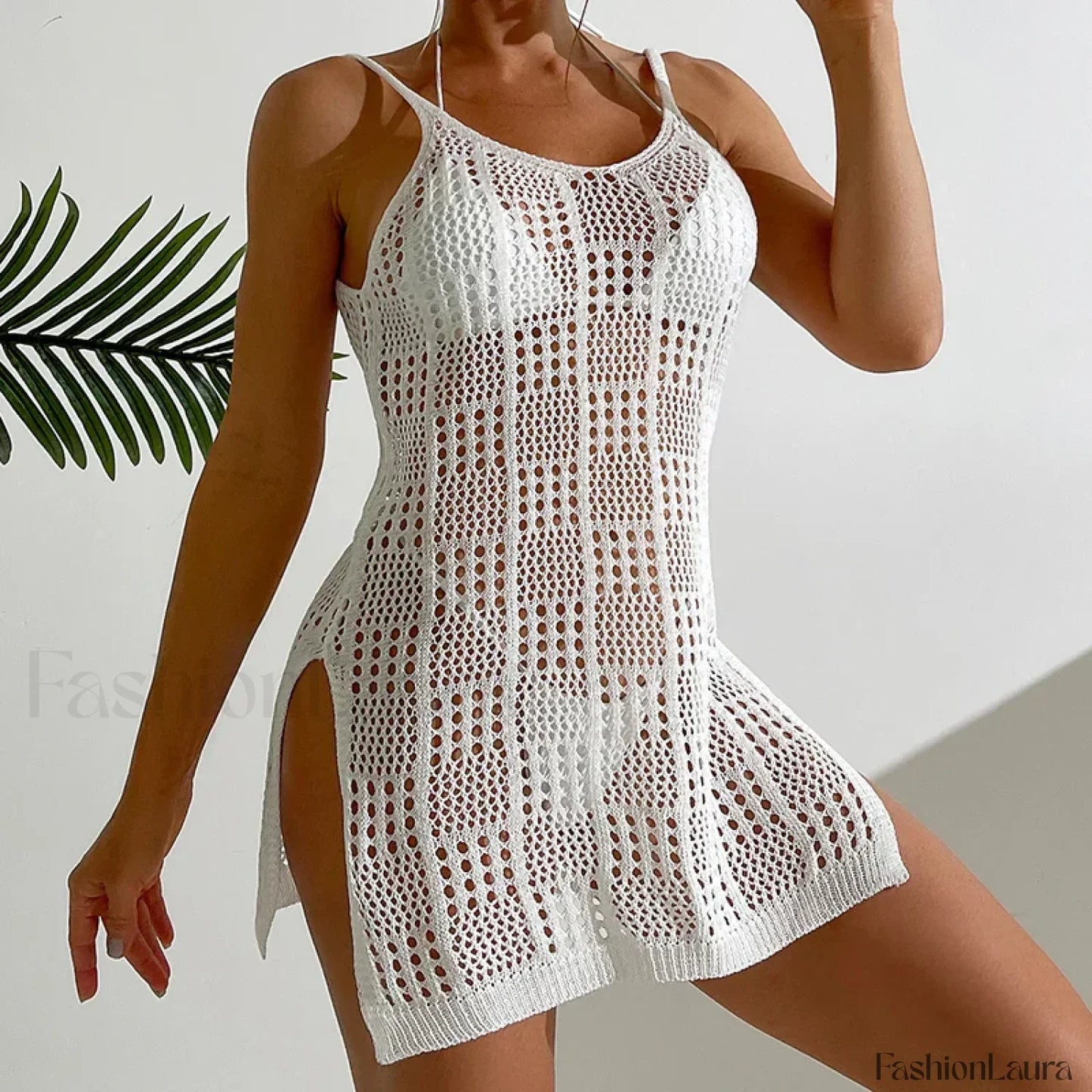 Textured Round Collar Slip Cover Up