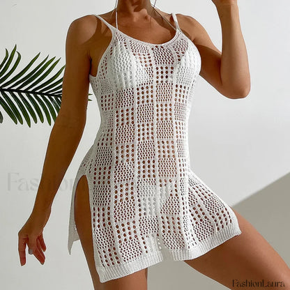 Textured Round Collar Slip Cover Up